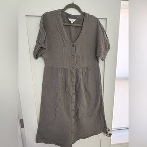 Ripe linen green maternity dress - medium